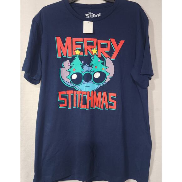 Disney Other - Disney Stitch ''Merry Stitchmas'' men's blue shirt size XL